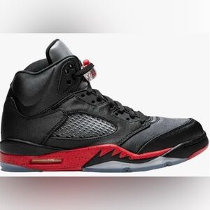 Air Jordan 5 Retro Satin Bred Black University Red Sneakers 136027-006 Sz 11.5